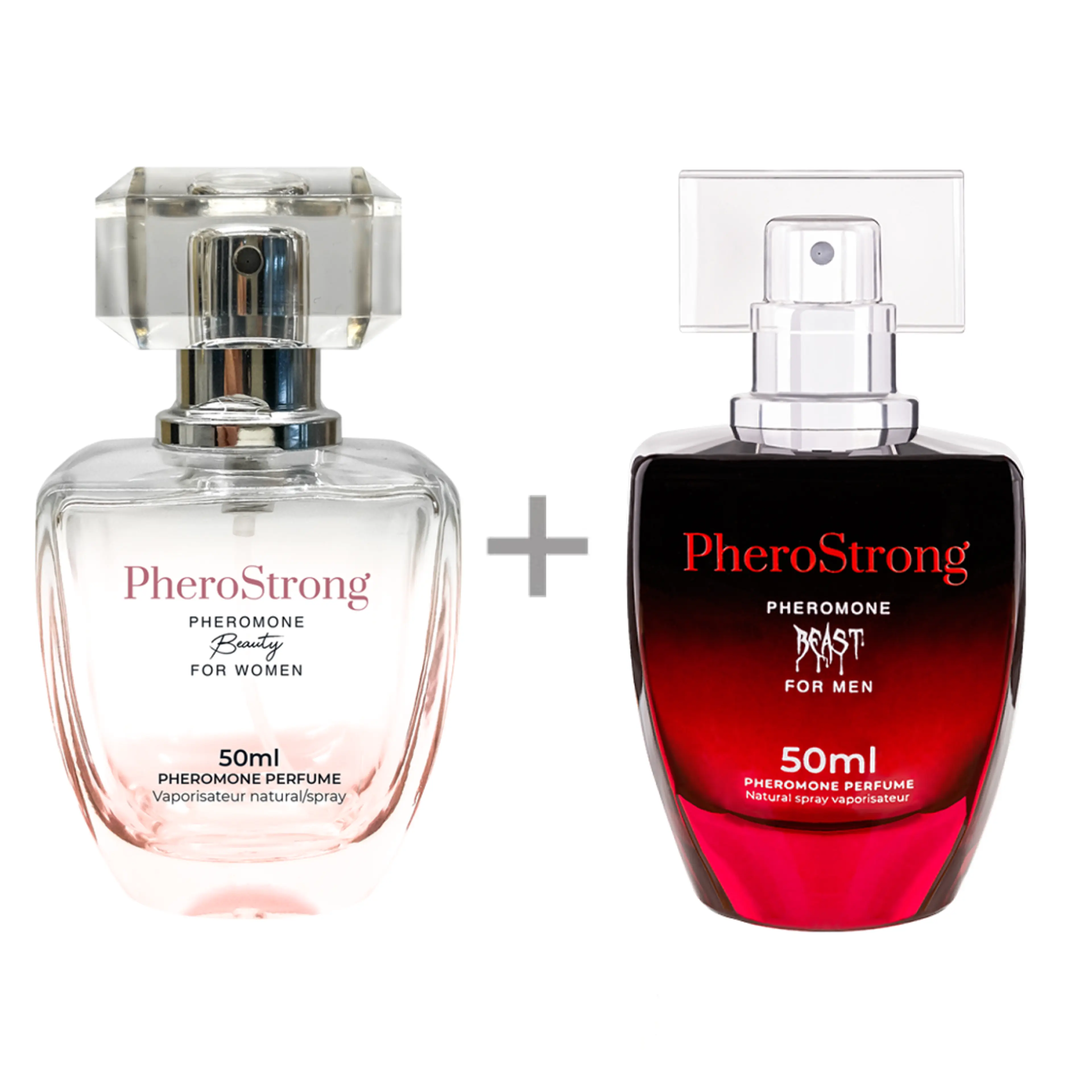 Комплект PheroStrong феромон - Красавицата и Звяра за жени и мъже, 50 мл./50мл.
